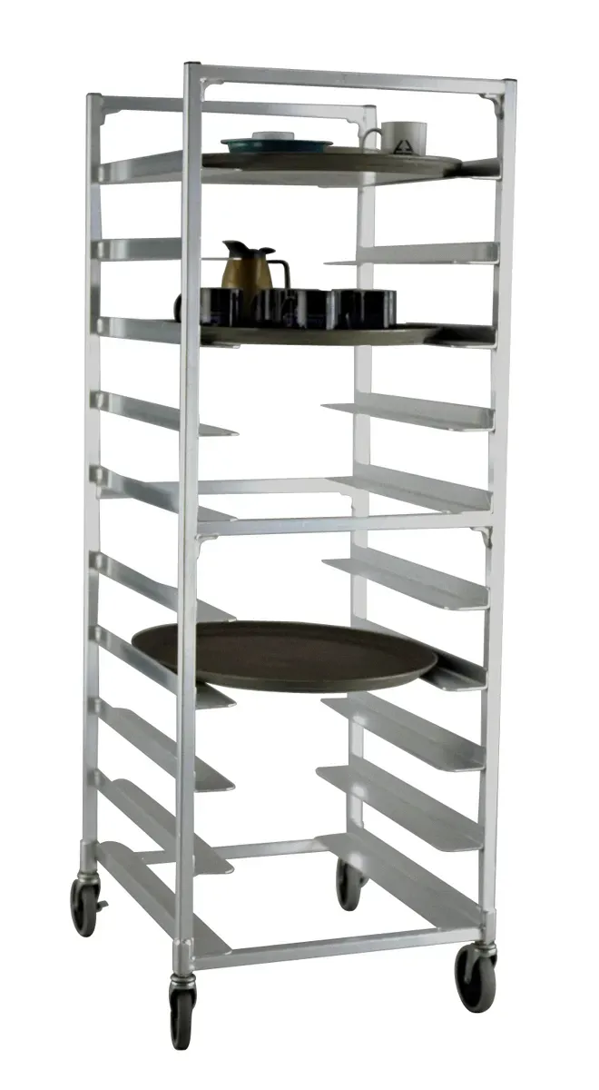 Carter-Hoffmann O1610, Oval Tray Storage Rack, Mobile, Made In USA, Aluminum